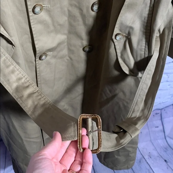 Jos. A Bank Mens VTG Trench Coat Tan Size 40R Removable Plaid Flannel Lining